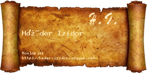 Héder Izidor névjegykártya